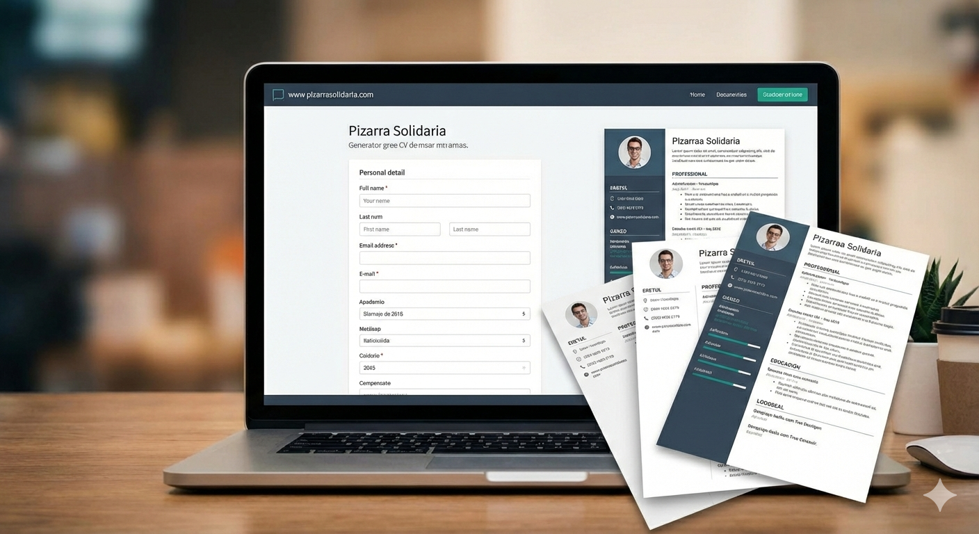 Vista previa del generador de CV de Pizarra Solidaria